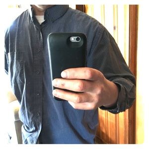 Navy and gray tight Plaid casual shirt